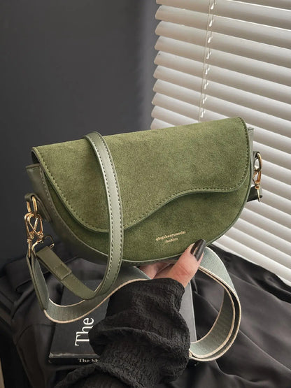 Christmas Gift,25 fall&winter ,Women's Fashionable Saddle Bag, Casual Versatile Stylish Crossbody Bag with Wide Shoulder Strap, Trendy All-match Commuter Bag for Daily Used, Trendy Commuting Bag, Fashion Bags, Everyday Bag