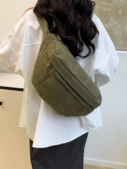 Women's Fashionable Large Capacity Embossed Textured Zipper Belt Bag, Casual Commuter Versatile Plain Fanny Packs, Simple All-match Bum Bag, Quilted Fanny Pack, Casual Waist Bag, Waist Hip Bag, Waist Pouch, Bumbag