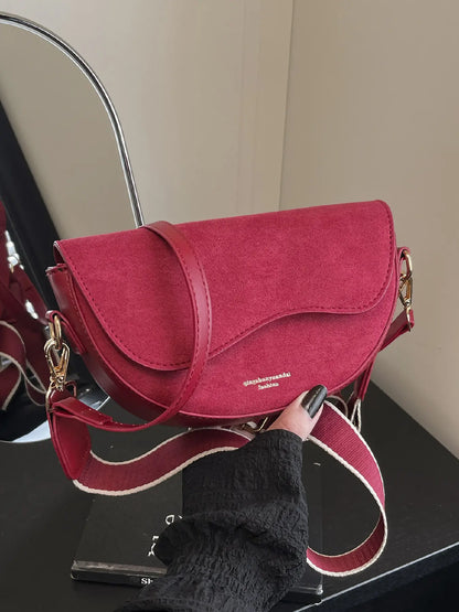 Christmas Gift,25 fall&winter ,Women's Fashionable Saddle Bag, Casual Versatile Stylish Crossbody Bag with Wide Shoulder Strap, Trendy All-match Commuter Bag for Daily Used, Trendy Commuting Bag, Fashion Bags, Everyday Bag