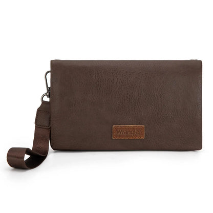 Wrangler RFID Blocking Bifold Clutch Credit Card Holder Purse with Crossbody Strap for Woman