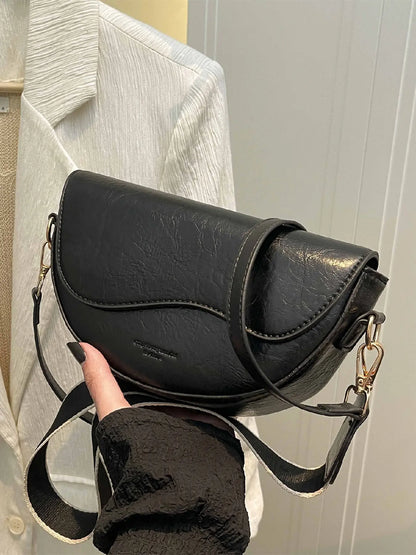 Christmas Gift,25 fall&winter ,Women's Fashionable Saddle Bag, Casual Versatile Stylish Crossbody Bag with Wide Shoulder Strap, Trendy All-match Commuter Bag for Daily Used, Trendy Commuting Bag, Fashion Bags, Everyday Bag