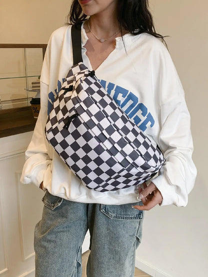 Women's Fashionable Large Capacity Embossed Textured Zipper Belt Bag, Casual Commuter Versatile Plain Fanny Packs, Simple All-match Bum Bag, Quilted Fanny Pack, Casual Waist Bag, Waist Hip Bag, Waist Pouch, Bumbag