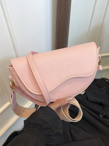 Christmas Gift,25 fall&winter ,Women's Fashionable Saddle Bag, Casual Versatile Stylish Crossbody Bag with Wide Shoulder Strap, Trendy All-match Commuter Bag for Daily Used, Trendy Commuting Bag, Fashion Bags, Everyday Bag