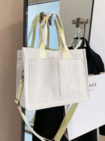 Summer Everything Tote Bag for Women, Plain/Cherry Pattern Work Bag, Everyday Shoulder Bag, Trendy Versatile Commuting Bag, Girl Large Beach Bags, Fabric Shoulder Bags