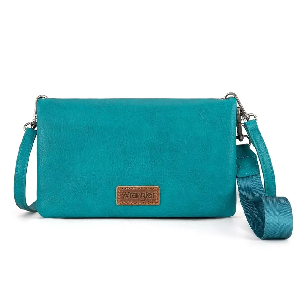 Wrangler RFID Blocking Bifold Clutch Credit Card Holder Purse with Crossbody Strap for Woman