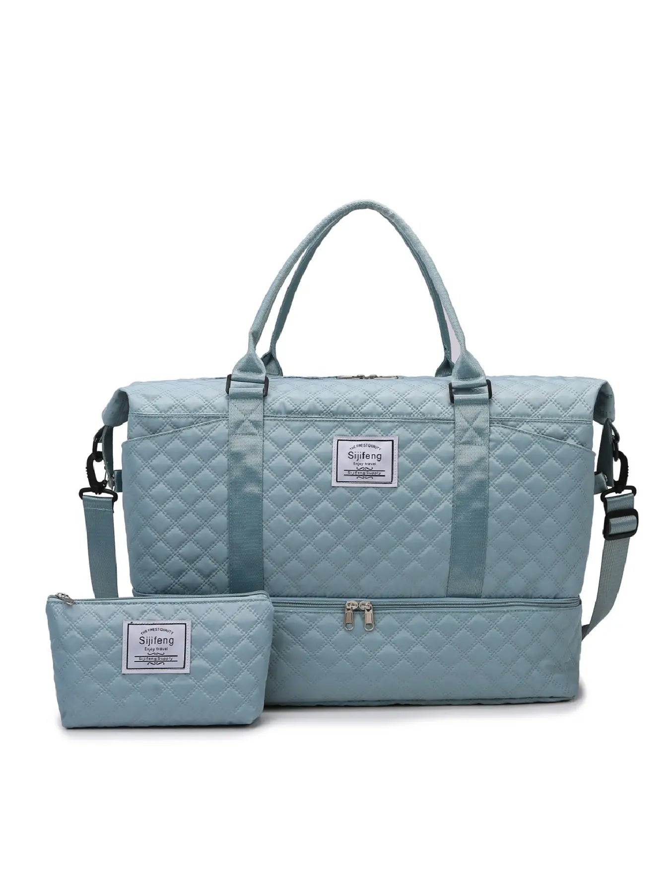 Large Capacity Multifunctional Travel Bag Set, Letter Pattern Zipper Travel Bag with Shoe Compartment, Casual Sports Fitness Bag for Women & Men, Weekender Travel Set, Travel Essentials, Daily Travel Bag, Traveling Bag